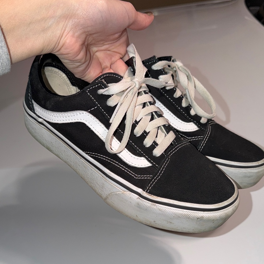 Vans Black and White Women's Shoes- platform